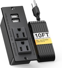 Desktop Power Grommet Desk Outlet 2 Socket 2 USB Recessed Power Strip 9.8ft