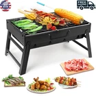 Charcoal BBQ Grill Folding Portable Smoker Small Desk Tabletop Outdoor Grill