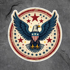 Eagle sticker vinyl decal patriotic bald eagle shield stars circle usa design