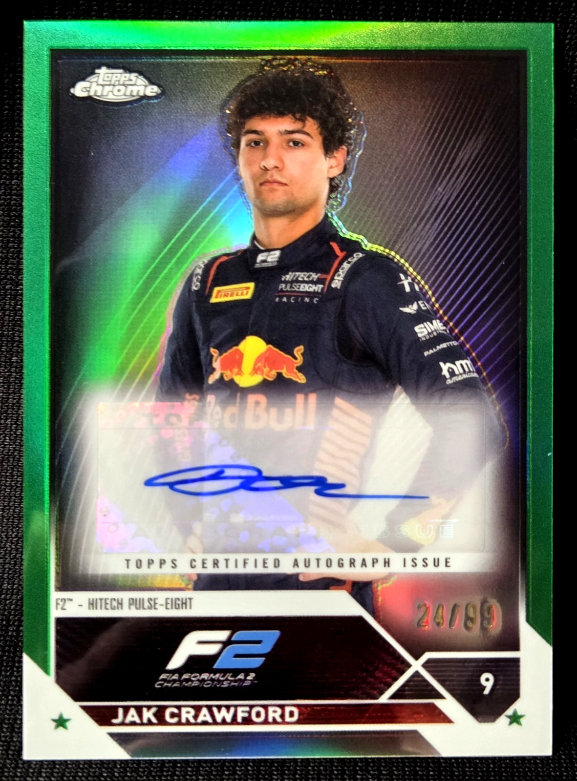 2023 Topps Chrome F1 /99 Jak Crawford Green Refractor Portrait Rookie Auto SP RC