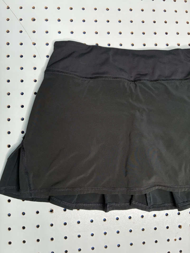 Falda Deportiva Lululemon Skort Mujer Talla 4 Negra Logo Bolsillo Cremallera Foto 4 de 4