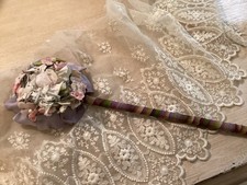Vintage Powder Puff Wand  Silk Flowers