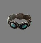 Vintage Native American Sterling Silver ZUNI Snake Eye Turquoise Band Ring