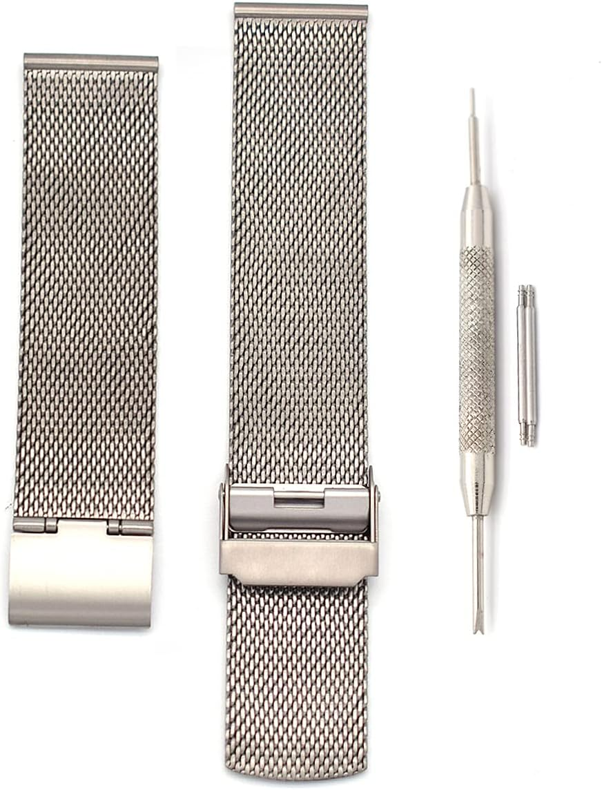 Correa de reloj de malla de titanio para hombre mujer, correas de reloj de malla