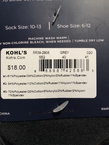 Haggar 3 Pk 6-12 Crew Socks Blue/Gray/Black Retail $18 (S-blk-51-10) - Picture 4 of 7