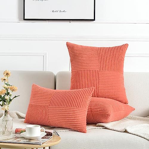 2 Packungen Korallen Dekorative Überwurfkissenbezüge 16x16 Zoll für Wohnzimmer Couch... - Bild 6 von 6