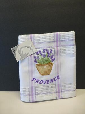 Provence Lavender Dish Towel Embroidered COTON BLANC 100% Cotton 28 x 18 NEW