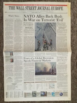 9/11: World Trade Center Twin Towers Original Zeitung vom 13. September 2001