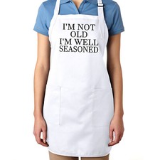 Funny Cook Grill Apron Gift Full-Length w/ Pocket I'm Not Old I'm Well Seasoned