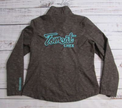 Cinch Jeans Tomcat Chex Champion Stallion Brown Blue Logo Jacket Womens Large