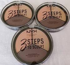 3 pk NYX Professional Makeup 3 Steps to Sculpt Face Sculpting Palette see photos