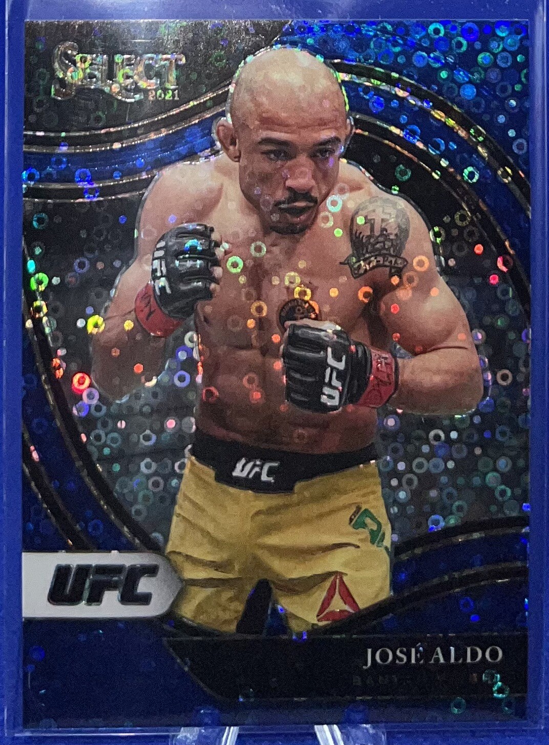 Jose Aldo 2021 Select UFC Octagonside Blue Disco Prizm /99