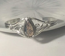 Bracelet Silver Western Boho Brown Crystalized Stone Dress Up Or Down