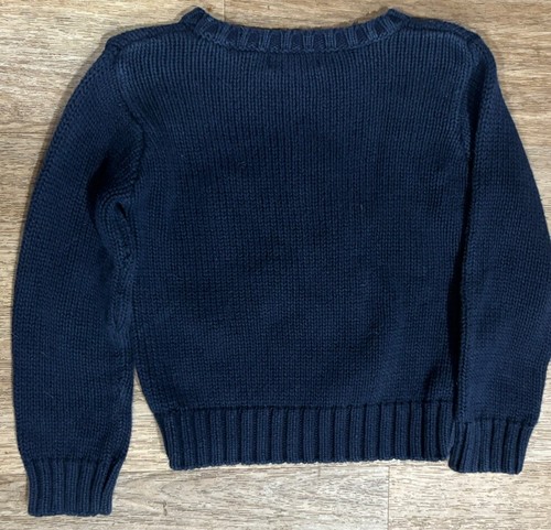 Vintage Polo Ralph Lauren Cotton Flag On Teddy Bear Sweater Kid's Size 4 Rare - Picture 2 of 4