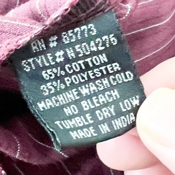 Lost Abotonada Hombres Grande Granate Rayas Logo Largo Manga Bordada Foto 4 de 4