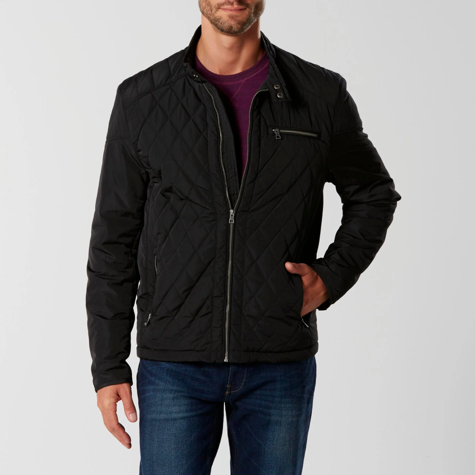 Structure Men's Quilted Moto Jacket, Size: Small, Black Onyx