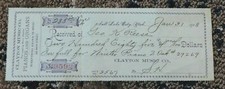 1908 CLAYTON MUSIC CO Piano and Organ Salt Lake City UTAH Check Currency
