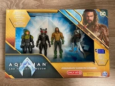 DC SPIN MASTER 2024 AQUAMAN SUNKEN CITADEL SET BLACK MANTA, SHARK GUARD