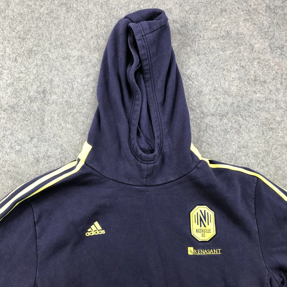 Nashville SC 连帽衫男孩 XL 蓝色绿色条纹口袋套衫阿迪达斯青少年 — 第 4/4 张图片