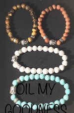 Fashion 8MM UNISEX Natural Stones Silver Color Buddha head Beaded Bracelets