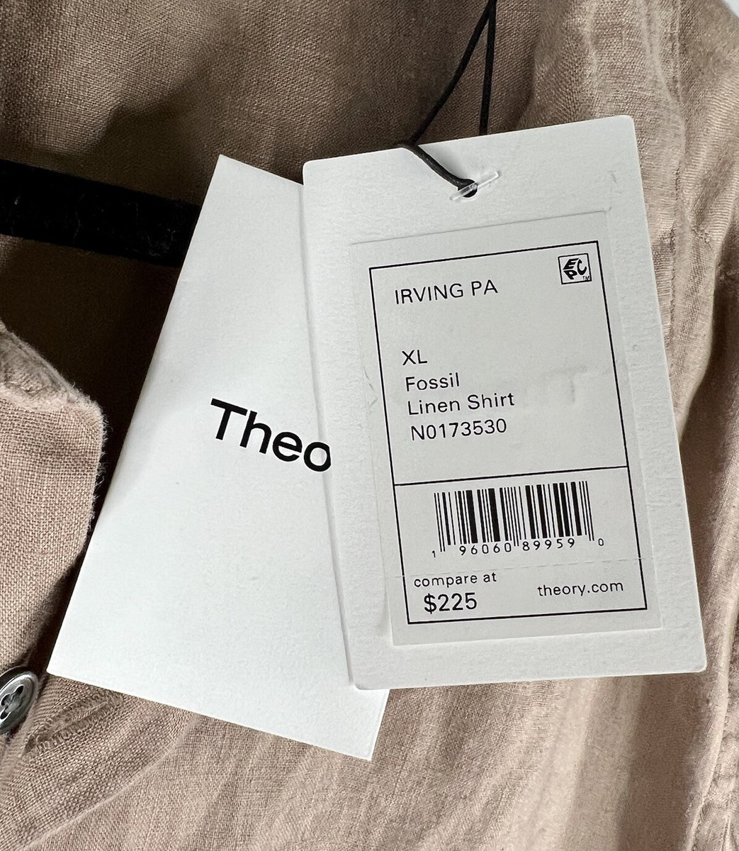 THEORY Men's New XL Irving Shirt 100% Linen Relaxed Long