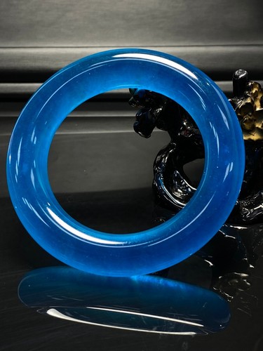 Certified Natural AA Burmese high Ice Blue Jade jadeite Bracelets Bangle 60mm - Picture 1 of 9