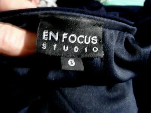 EN FOCUS STUDIO Formal Dress 6 Blue Pleated Empire waist Draped Rosette Stretch - Picture 7 of 7