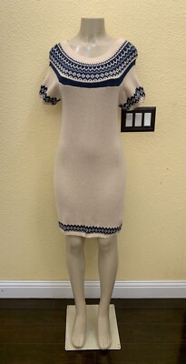 BCBGMAXAZRIA Size Medium Fair Isle Short Sleeve Knit Sweater Dress