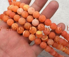 Natural 6mm 8mm 10mm Orange Dream Fire Agate Gemstone Loose Beads 15'' AAA