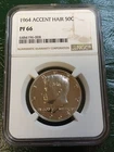 1964 Accented Hair PF-66 Kennedy Half Dollar