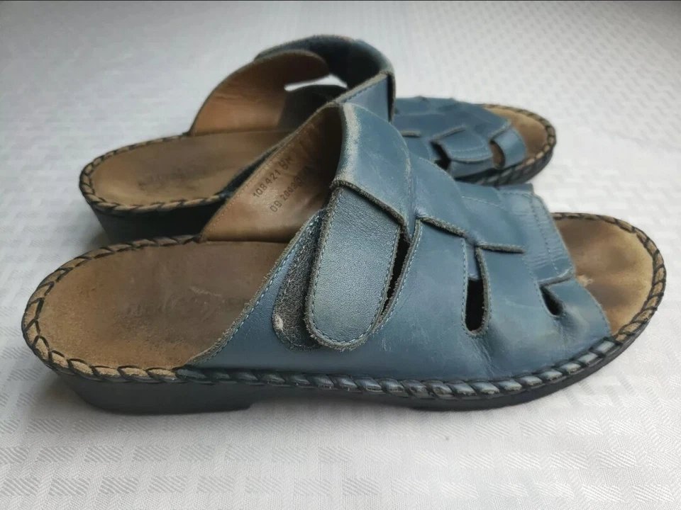 Duck Head Womens Blue Leather Wedge Slide Casual Sandals Open Toe Size 8 N - Image 2 of 4