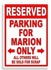 Personalized Parking Sign Wall Decal Metal Sign No Parking Customized for MARION