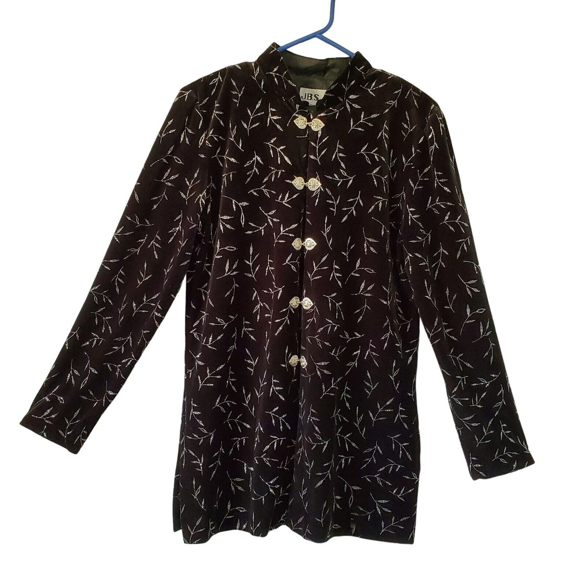 Vintage J.B.S. Ltd Velvet Button Top L Jacket Black Silver Vintage J.B.S. Ltd Velvet Button Top L Jacket Black Silver