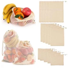 Cotton Mesh Eco-friendly Vegetable Bags Produce Reusable Vegetable Storage Fruit