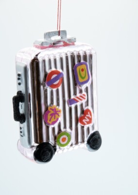  Weihnachtsschmuck Glas Koffer Traveller rosa Christbaumschmuck