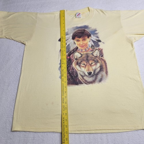 VINTAGE  Native American yellow T-Shirt Size XL Single Stitch - Picture 10 of 11