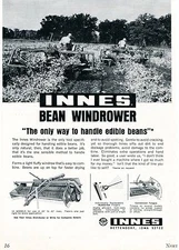 1967 small Print Ad of Innes Tractor Bean Windrower the only way to handle beans