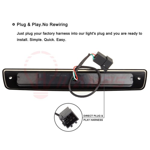 High Mount LED 3rd Brake Light Lamp For 1994-2001 Dodge Ram 1500/2500/3500 Smoke - Picture 3 of 12