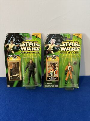 2 Star Wars Power of The Jedi Force LUKE SKYWALKER X-Wing Pilot + QUI-GON JINN