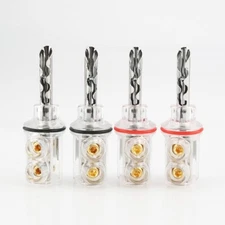 4pcs Banana Plug Hifi audio Rhodium plated BFA Transparent Cover 4mm Connector