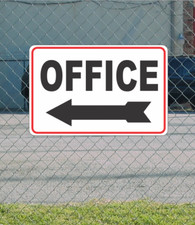 OFFICE w/ Left Arrow Metal Sign for Street Road Highway Parking Lot 12"x18"