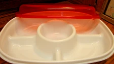 Vtg Rubbermaid Serving Divided Appetizer Vegetable Chip & Dip Tray w/Lid     850