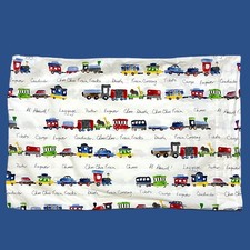 Pottery Barn Train Animals Pillow Case Standard Cover Kid Pillowcase Replacement
