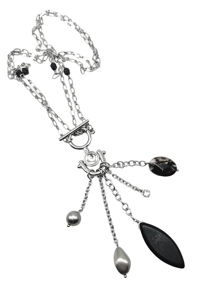 Collar Lia Sophia Anclado Cuarzo Rutilado, Cristales y Cuentas de Resina Gota en Y Foto 2 de 3