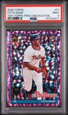 2026 TOPPS 1991 TOPPS BASEBALL PINK CRACKLE FOIL #57 OTTO KEMP PSA 9