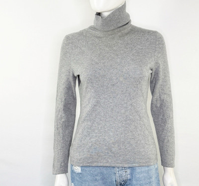 Classique Entier Gray Cashmere Turtleneck Sweater Size XS Long Sleeve Preppy
