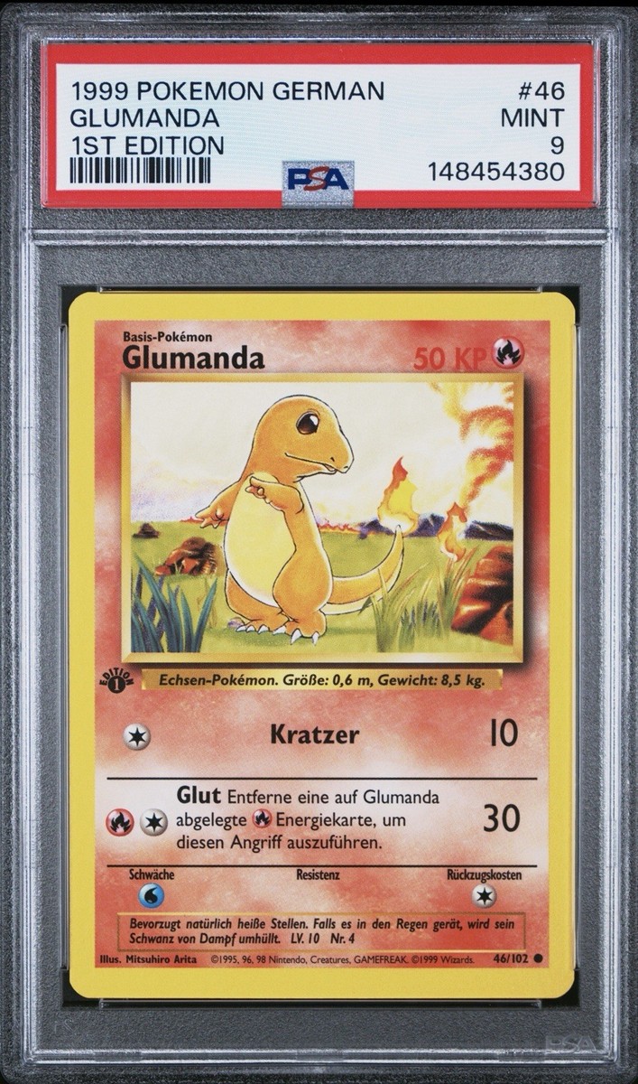 1999 Pokemon GERMAN 1st Edition Base Set Glumanda-Charmander 46