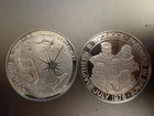 2 Space Sterling Medals Partners In Space 1975 Apollo & america postmaster 1971