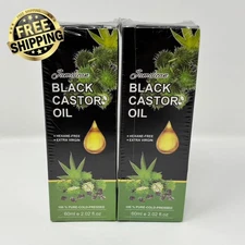 2-Pack Jamaican Black Castor Oil 100% Pure Cold-Pressed Hexane-Free 2fl oz
