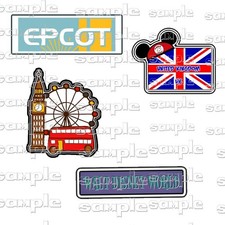Disney UK Epcot 4 pc vld Premade Scrapbook Page Paper Piece die cut
